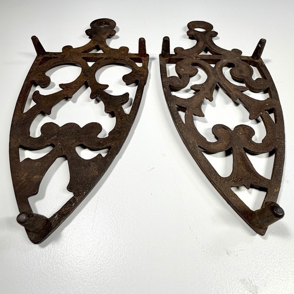 VTG Cast Iron Trivets Ornate Primitive Farmhouse Kitchen Décor Rustic Set of 3 - Picture 12 of 13